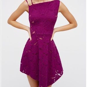 Free People Asymmetric Lace Fit & Flare Magenta